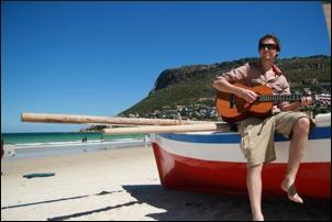 George jammin' on a Cape Town beach