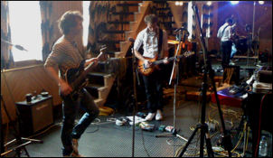 George (right) jamming with Josh (left) in Rak Studios
