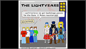 An artist's impression of what it will look like when The Lightyears meet Guns 'N' Roses.
